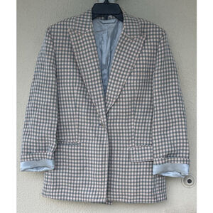 ACNE STUDIOS Check Blazer Light Pink 34 Linen Single Button Career Business Luxe